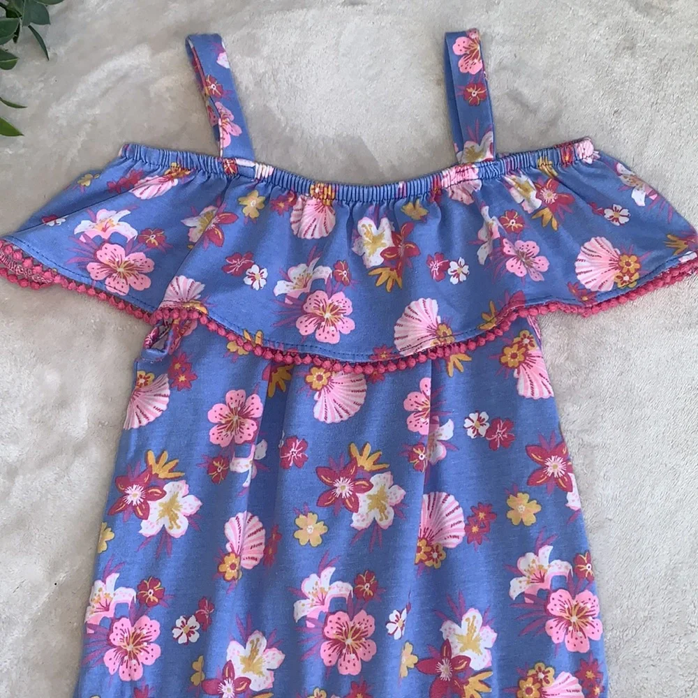 Tommy Bahama Blue Tropical Romper EUC Floral & Shells